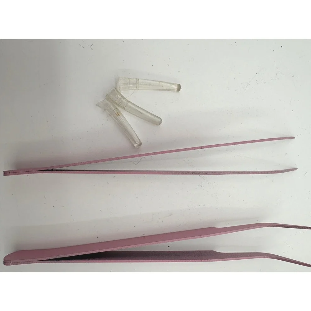 3pc Pink Precision Tweezers Set Fine Point Curved Angular Crafting Jewelry Model
